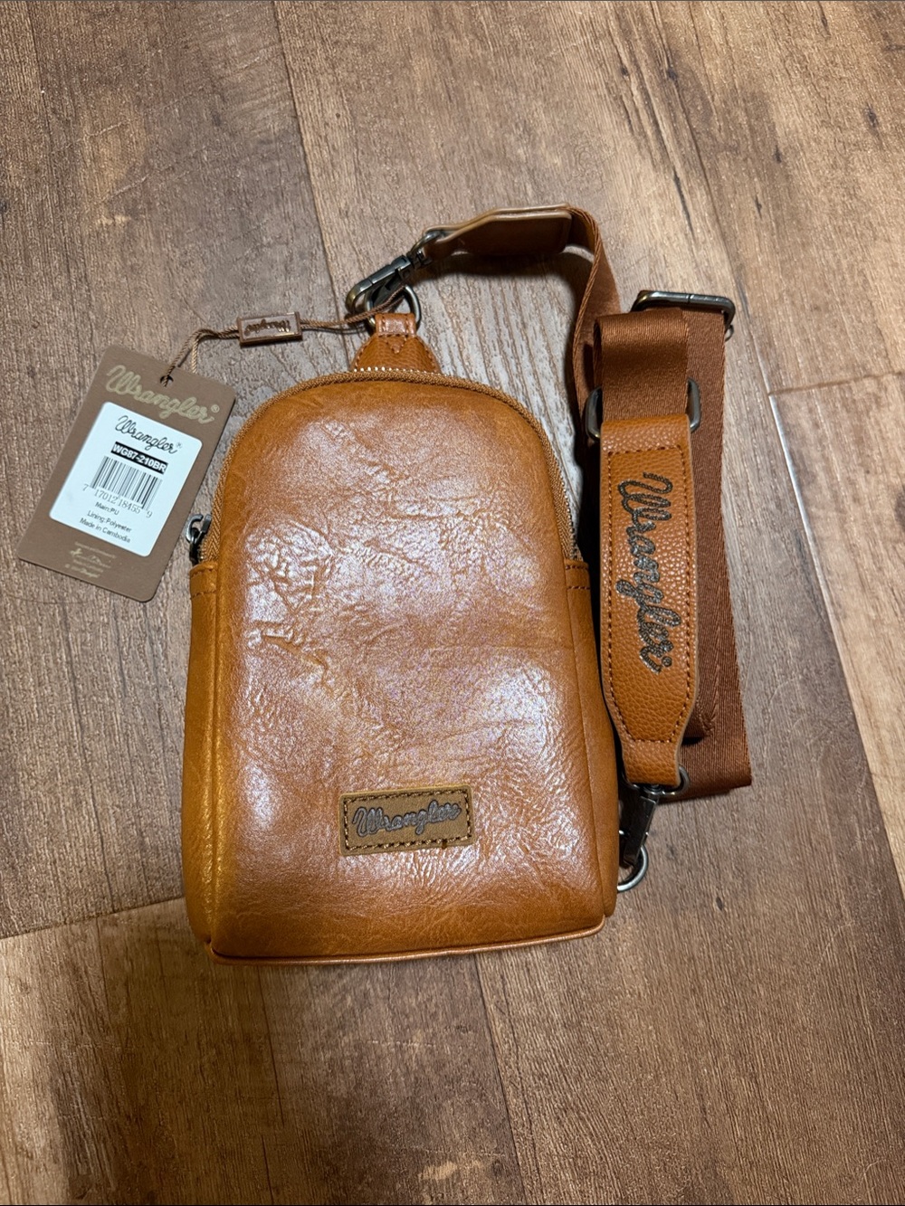 Wrangler Brown Leather Belt Bag with Branded Strap